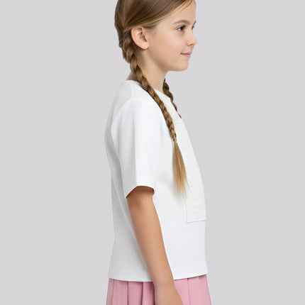 Girl's Casual Waffle Tee – image 3