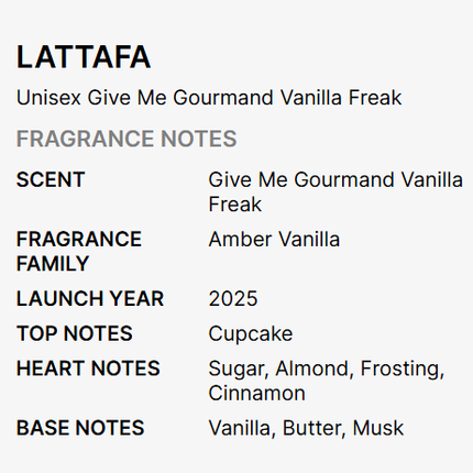 Lattafa Give Me Gourmand Vanilla Freak Eau De Parfum for Unisex 75ml