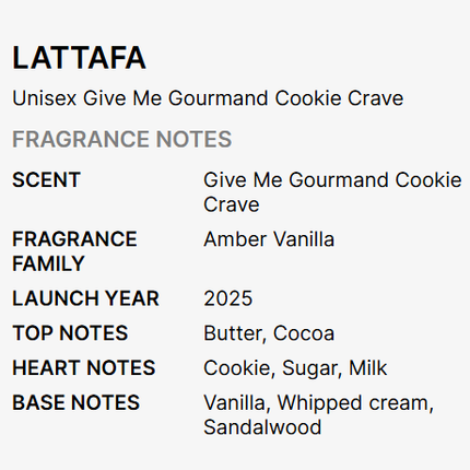 Lattafa Give Me Gourmand Cookie Crave Eau De Parfum 75ml