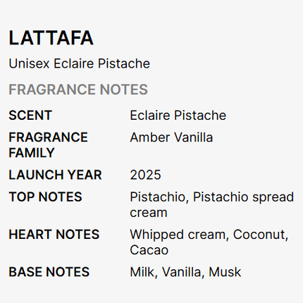 Lattafa Eclaire Pistache Eau De Parfum for Unisex 100ml