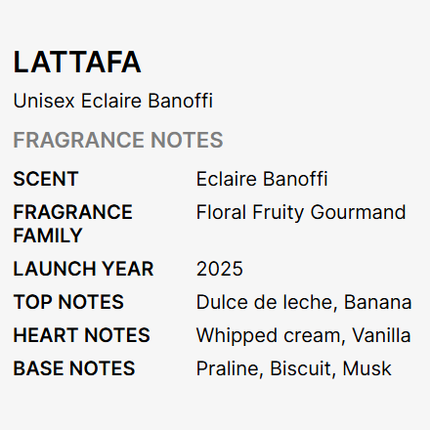 Lattafa Eclaire Banoffi Eau de Parfum for Unisex 100ml