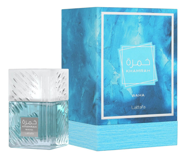 Khamrah Waha by Lattafa unisex Eau de Parfum 100ml bottle and box