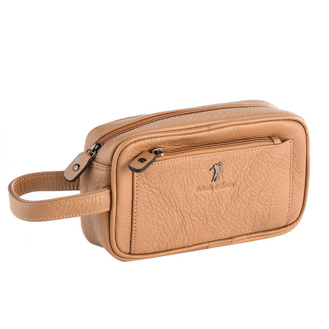 Roberto Ballmore Unisex Zippered Toiletry Bag (TAN)-Impulse Warehouse UAE