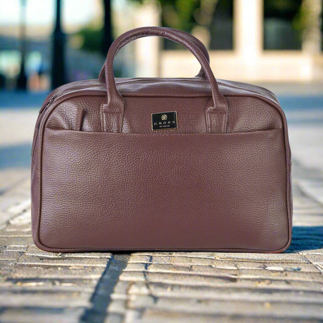 Cross Leather Men's Duffel Bag (Brown)-Impulse Warehouse UAE