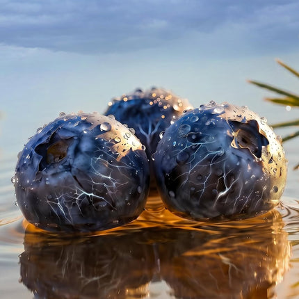 Juniper berries with water droplets representing a fresh note in Khamrah Waha by Lattafa
