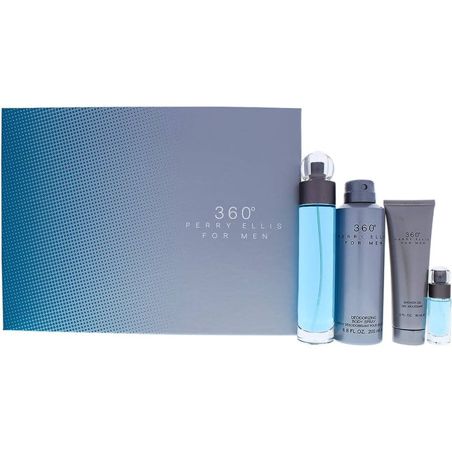 Perry Ellis 360° for Men Set EDT 100ml + Body Spray 170g + EDT 7.5ml + Sg 90ml-Impulse Warehouse UAE