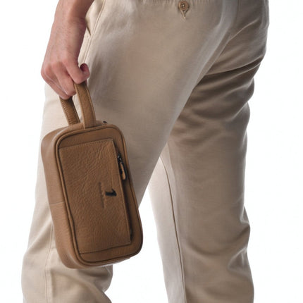 Roberto Ballmore Unisex Zippered Toiletry Bag (TAN)-xpressionsstyle