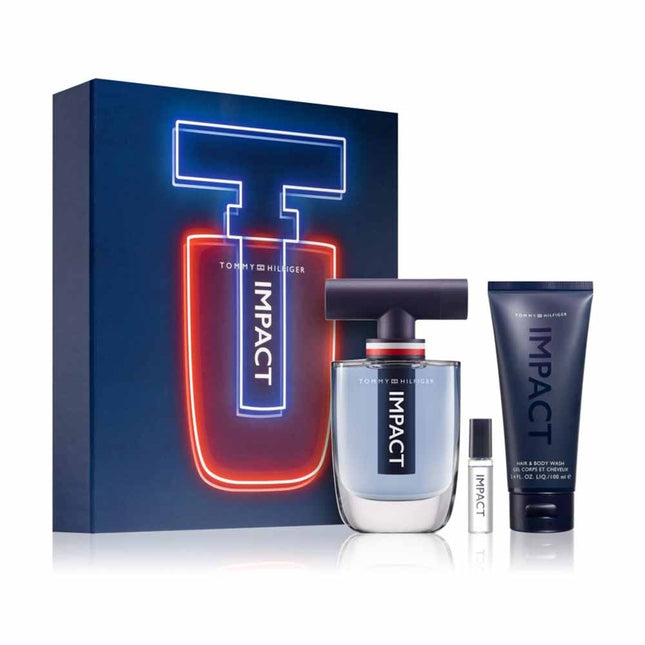 Tommy Hilfiger Impact for Men EDT 100ml + EDT 4ml +Body Wash 100ml Gift Set-Impulse Warehouse UAE